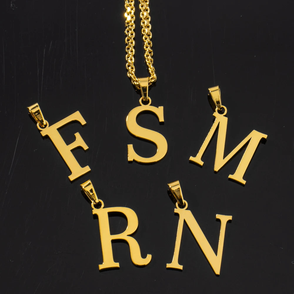 Initial Name Letter Custom Jewelry Personalized Pendant Necklace Handmade Detachable Cursive Nameplate Choker Women Men Couple