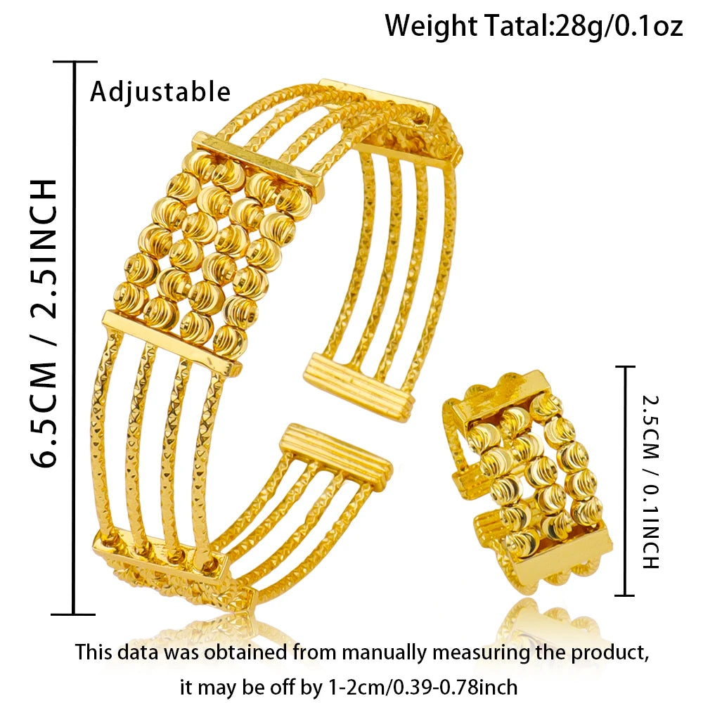 Classic jewelry bangle ring for woman Weddings 18K Gold Color Multi Layer Beads Arabic Indian Women Charm Luxury Bangles Gifts