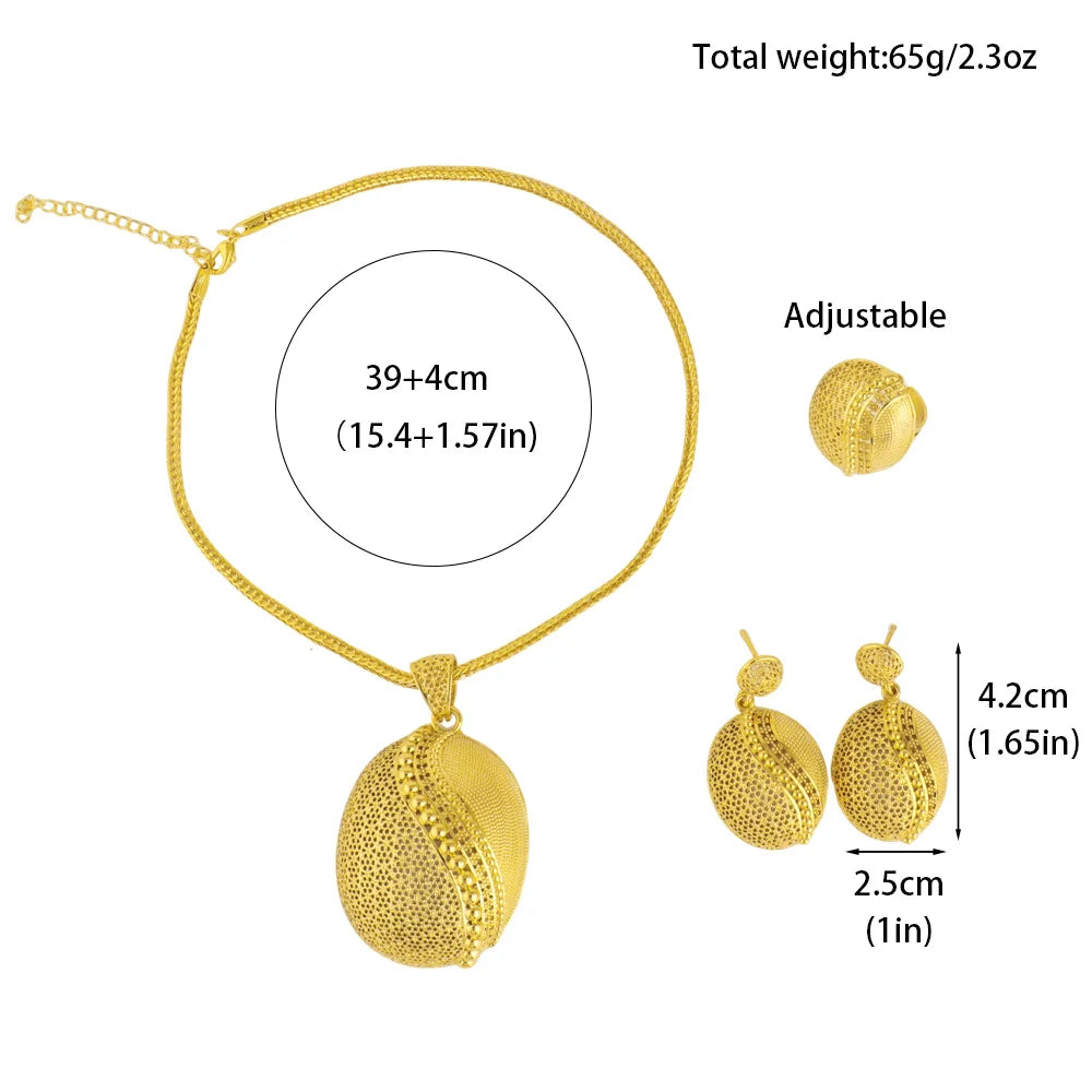 Conjunto de 3 joyas vintage de estilo etíope, colgante con forma de huevo de dragón, collar, pendientes místicos de Dubái, anillo para fiesta, regalo de Pascua.