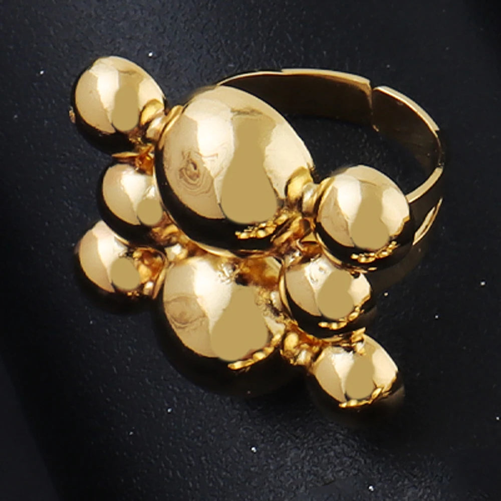 France Luxury Flower Jewelry Set For Women Dubai Gold Color Bridal Wedding Necklace Earrings Bracelet Ring Set Costume Jewelry