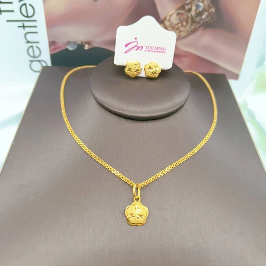 Exquisite Gold Color Jewelry Set for Party Stud Earrings and Pendant Necklace African Bridal Jewelry Set for Engagement Party