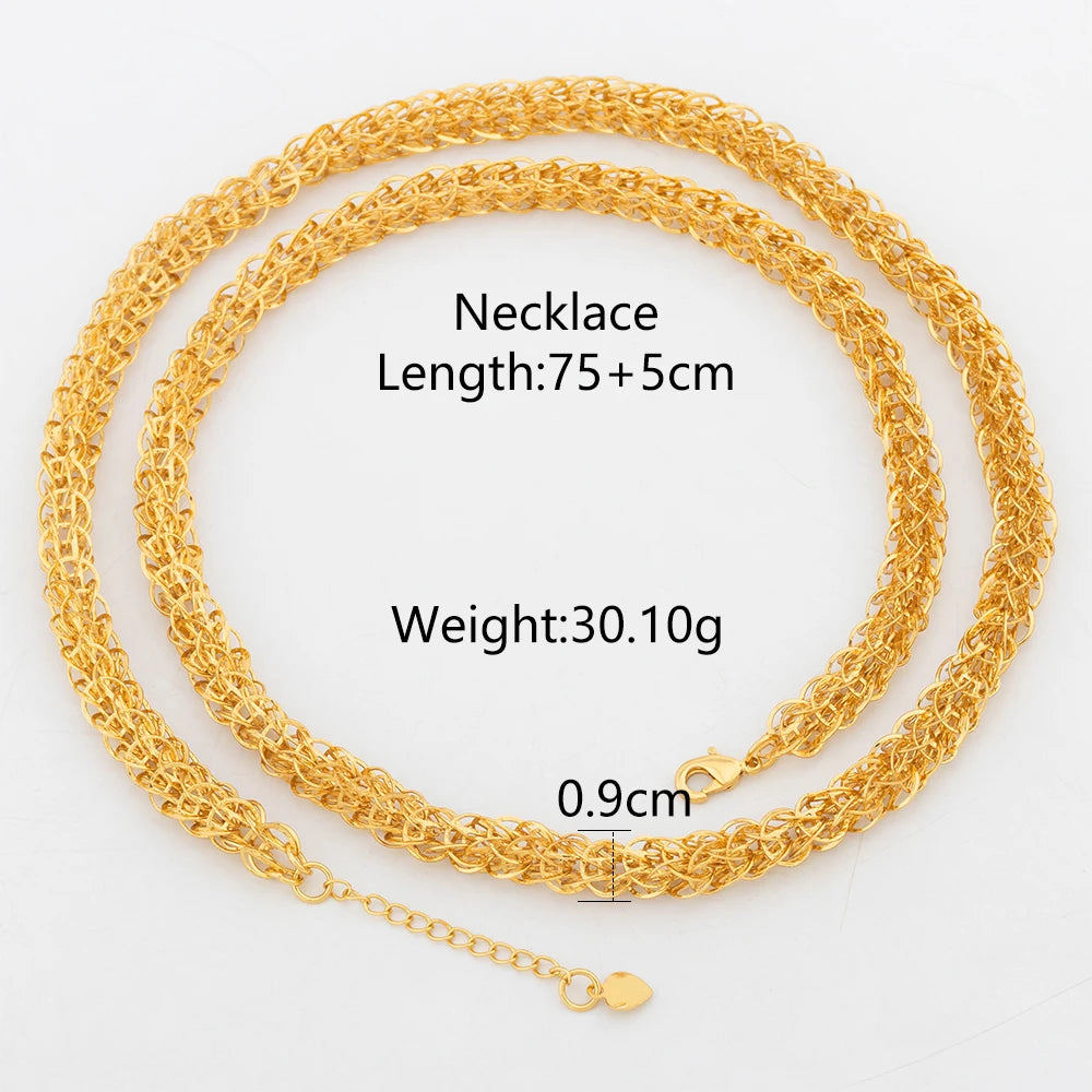 YM Twist Chains 40/60/80CM Copper Necklace 18k Gold Color Link Choker For Women Men Hip Hop Rock Charm Chain Party Jewelry Gifts