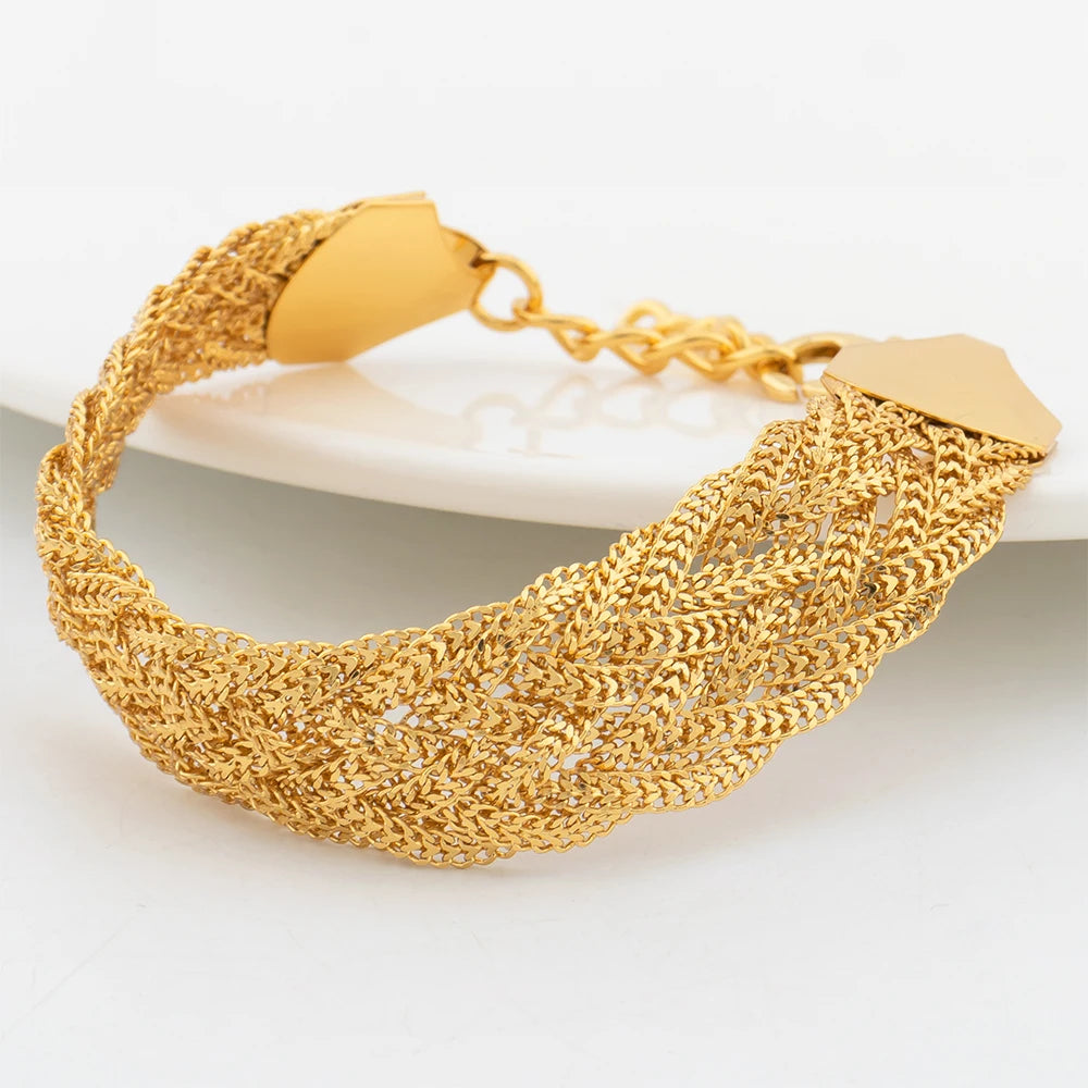 YM 10MM Woven Chain for Women Gold Plated Necklace and Bracelet 40CM Hollow Chain Dubai Africa Luxury Punk Jewellery Accessaries
