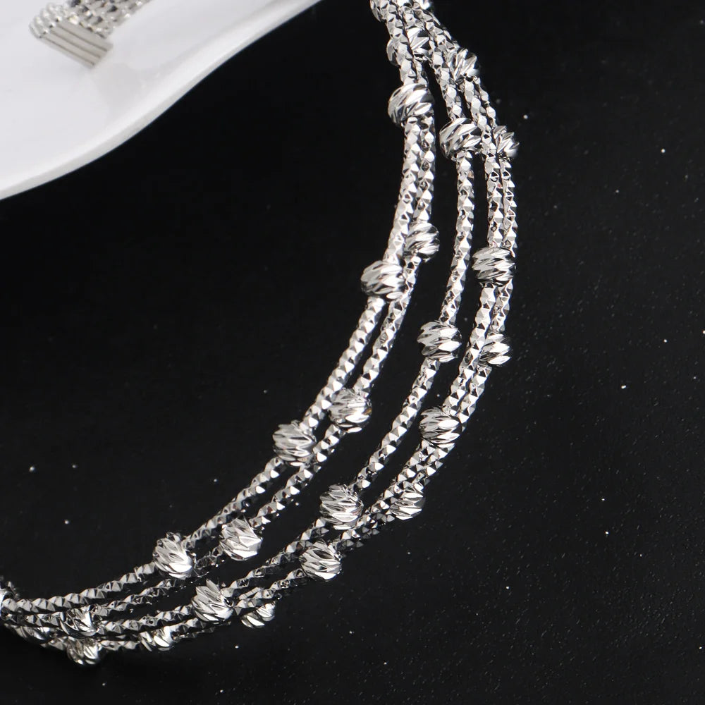 France Exquisite Woman Bracelet And Ring Africa Classical Multi Chain Multi Beads Jewelry Set Party Wedding Engagement Gift