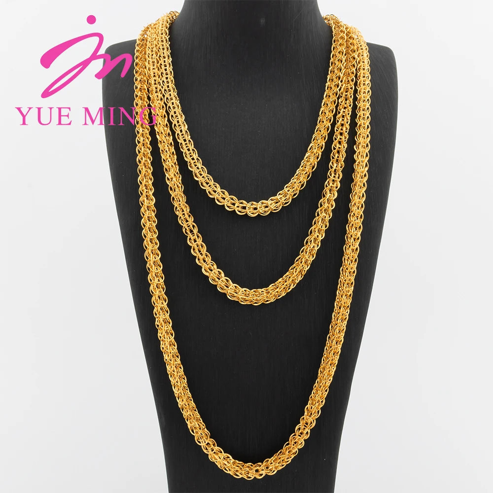 YM Twist Chains 40/60/80CM Copper Necklace 18k Gold Color Link Choker For Women Men Hip Hop Rock Charm Chain Party Jewelry Gifts