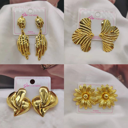Dubai Gold Color Earrings for Women Bohemia Design Stud Earrings African Weddings Clip Earrings Jewelry Accessories Gifts