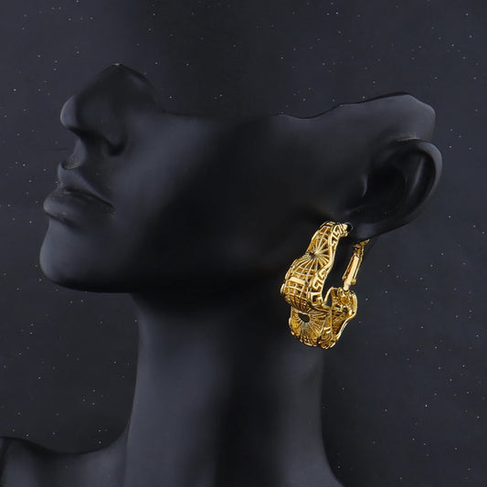 Elegant Stainless Steel Earrings For Women Gold Color Bohe Style Hollow Earrings Nigerian France Jewelry For Party Wedding Gifts