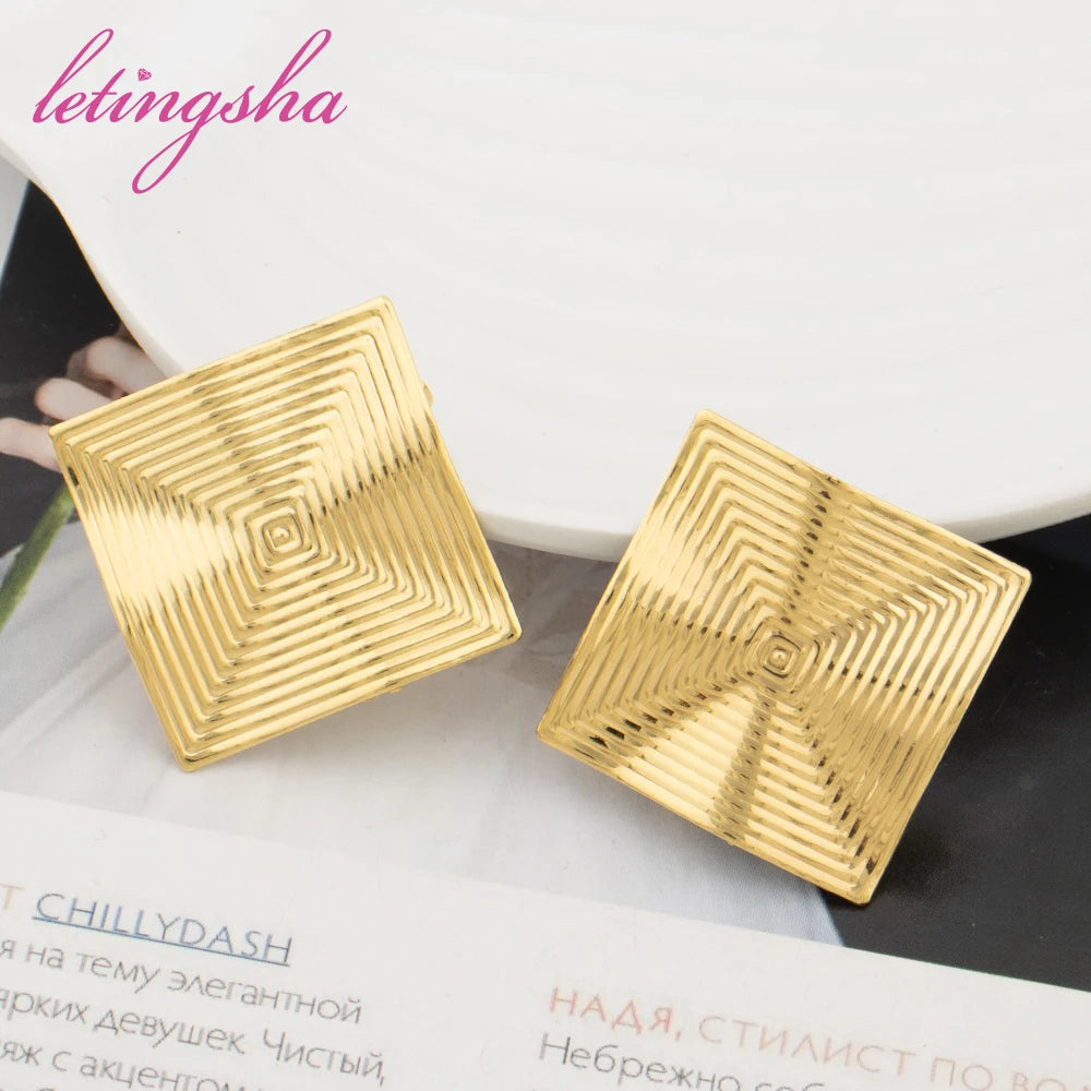 African Fashion Big Hoop Earrings Personalized Nigeria Stainless Steel Drop Earrings For Women Gold Color Jewelry Party Gift