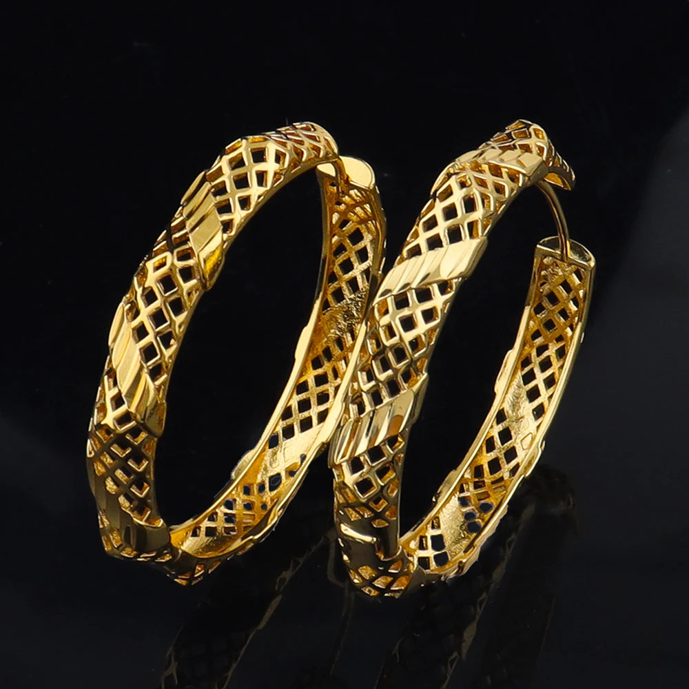 Luxury 24K Gold Plated Earrings for Women Large Circle Earring Stainless Steel Gold Color Chunky Dome Earring Wedding Gifts