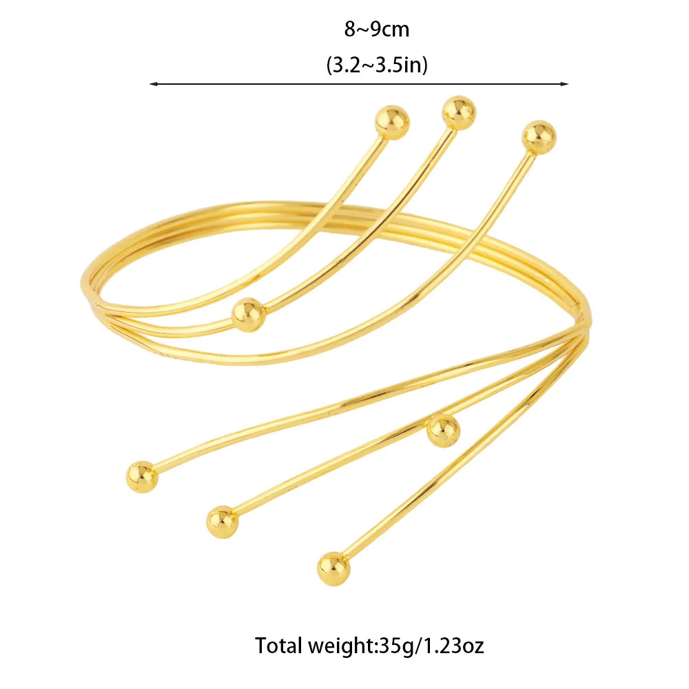 Ethiopia Gold Color Spiral Upper Arm Bangle Arab Women Costume Accessory New Senior Armlet Jewelry Gift For Party Easter Wedding