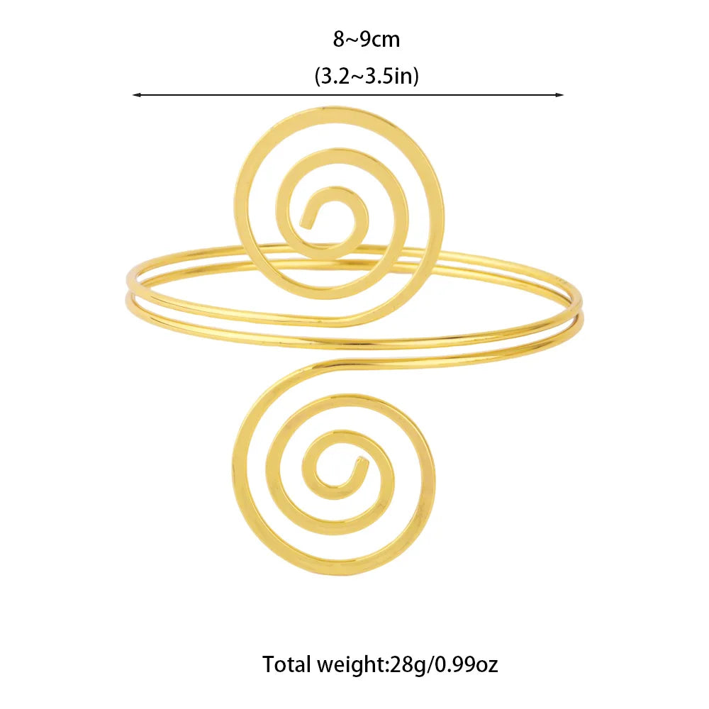 European and American Fashion Women's 1 Pcs Jewelry Nigeria Gold Color Circle Arm Bracelet Travel Party Festival Dress Up Gift