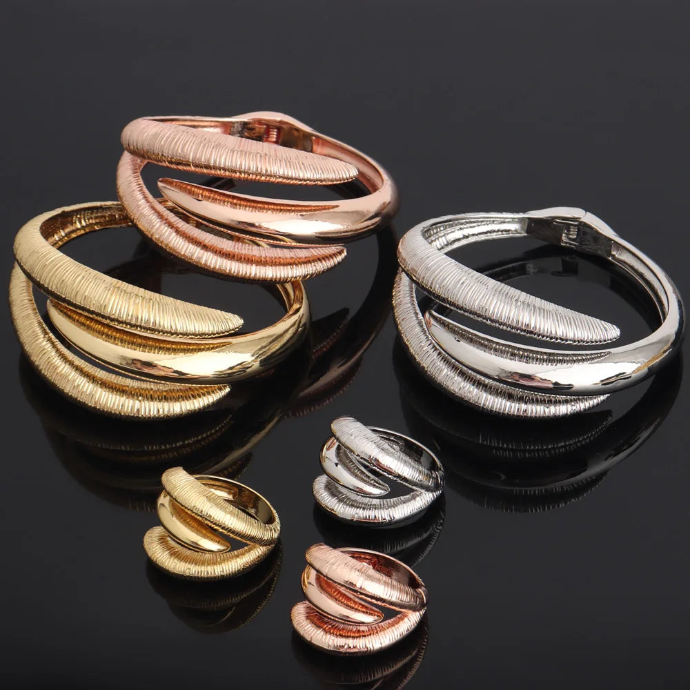 Colorful Nigerian Bangle And Ring Set Ethiopian Jewelry Gift for Women Chic Daily Accessory for Easter