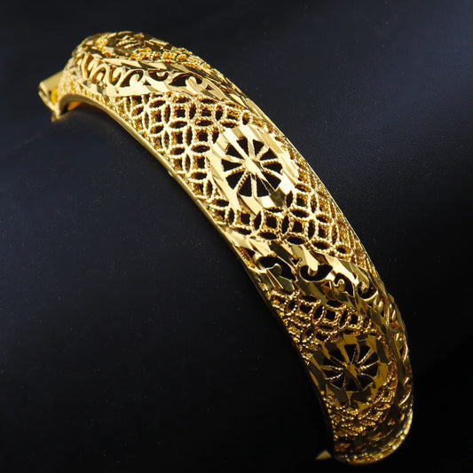 Women Charm Bracelet 24K Gold Plated Bangles for Women Middle East Wedding Accessory Bridal Bracelets Jewelry