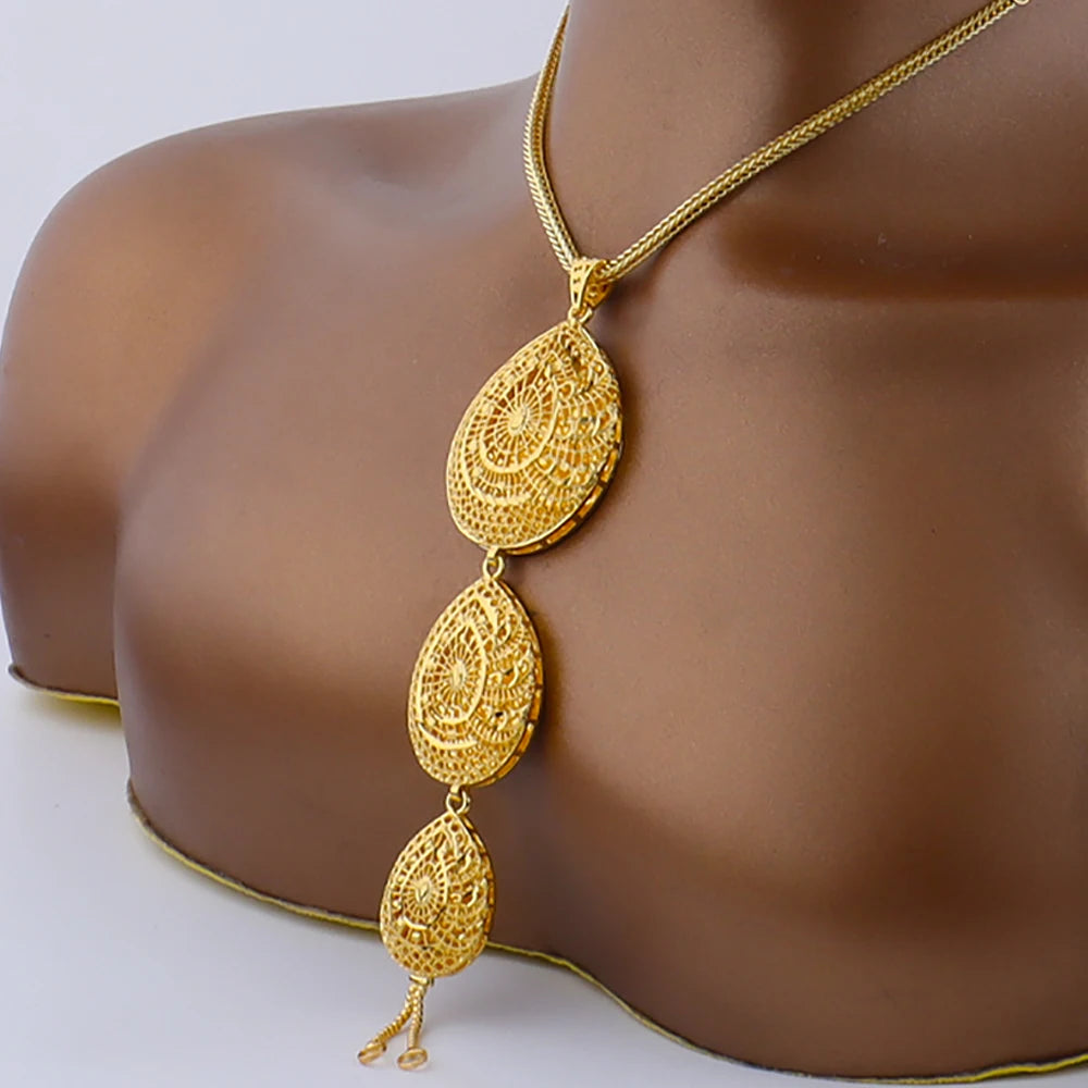 Luxury Indian New Design Jewelry Set For Woman Bridal Nigerian Earrings Necklace Jewelry Gift for Party Wedding Dating Banquet