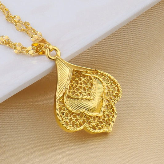 Fashion Gold Color Jewelry For Women Necklace Pendant Earrings Rings Wedding Nigeria France Jewelry Set Party Gifts
