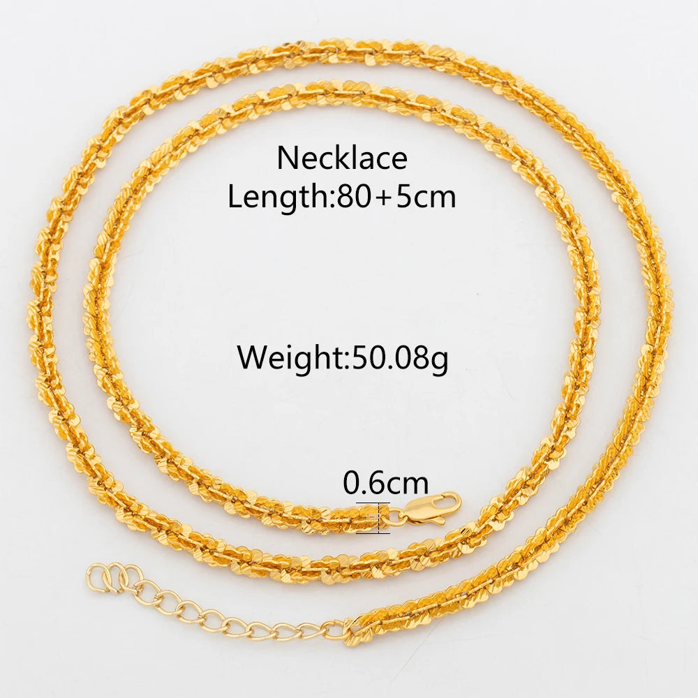 YM Twist Chains 40/60/80CM Copper Necklace 18k Gold Color Link Choker For Women Men Hip Hop Rock Charm Chain Party Jewelry Gifts