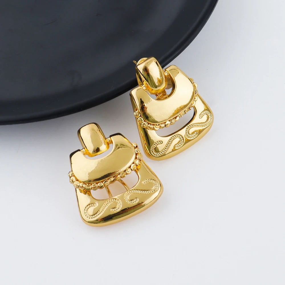 New Exaggerate Jewelry Set Dubai Gold Color Big Necklace Earrings Bracelet Ring Sets Bridal 24k Gold Plated Jewellery Gifts