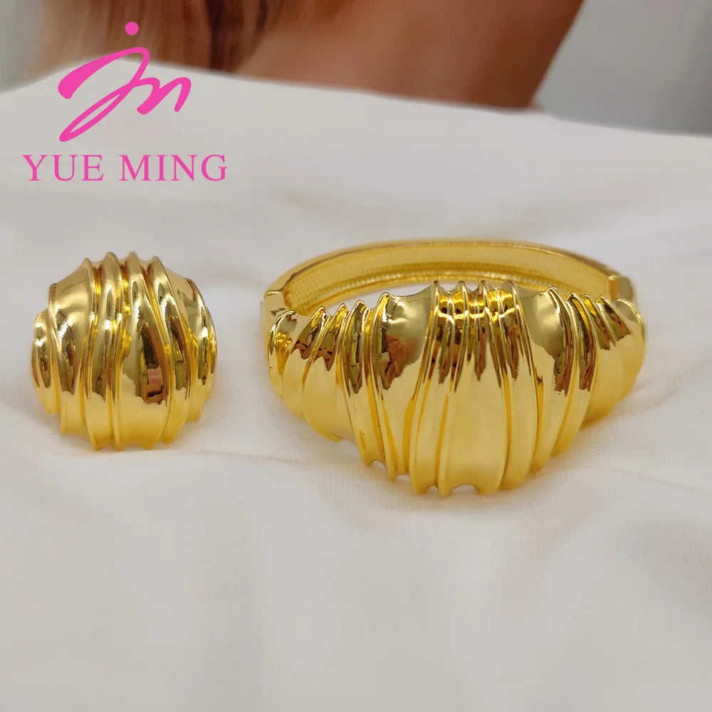 dubai bracelet ring set For Women Luxury Charm Bracelet Weddings party bracelet ring set Elegant Jewelry Anniversary Gifts