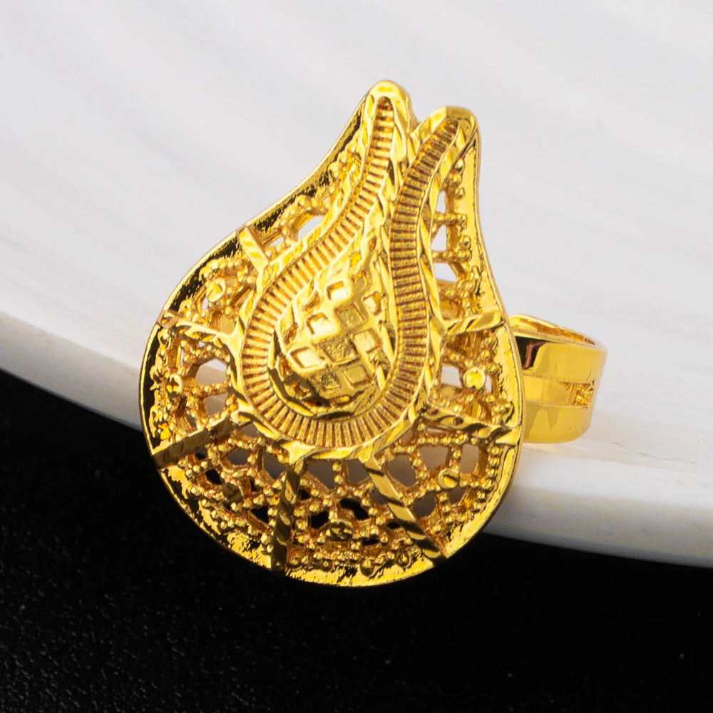 Arab New Style Women Jewelery Set Nigerian Senior Earrings Luxury Necklace Ring Apply to Mother's Day Gift Seasonal Promotion