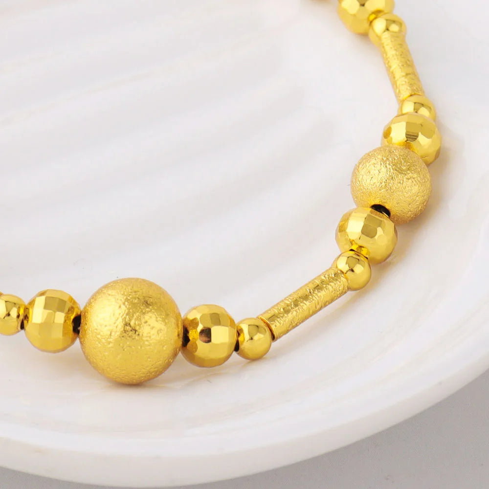 Gold Color Women Dubai Bangle Ghana Fashion Bead Chain Bracelet Waterproof Jewelry Noble Female Accessories Party Easter Gift
