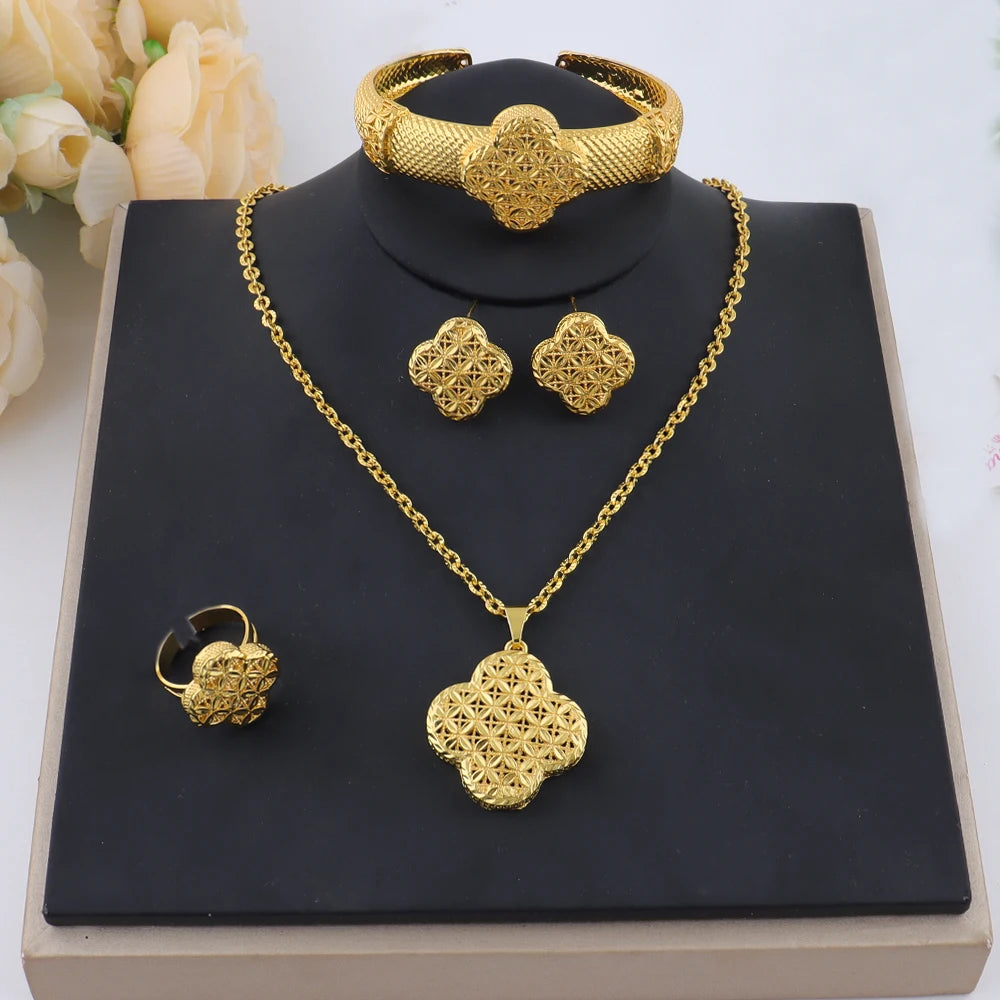 African 24K gold plated jewelry set For Dubai Indian Nigeria Bridal Wedding Party Gift Jewellery free shipping jewelry set