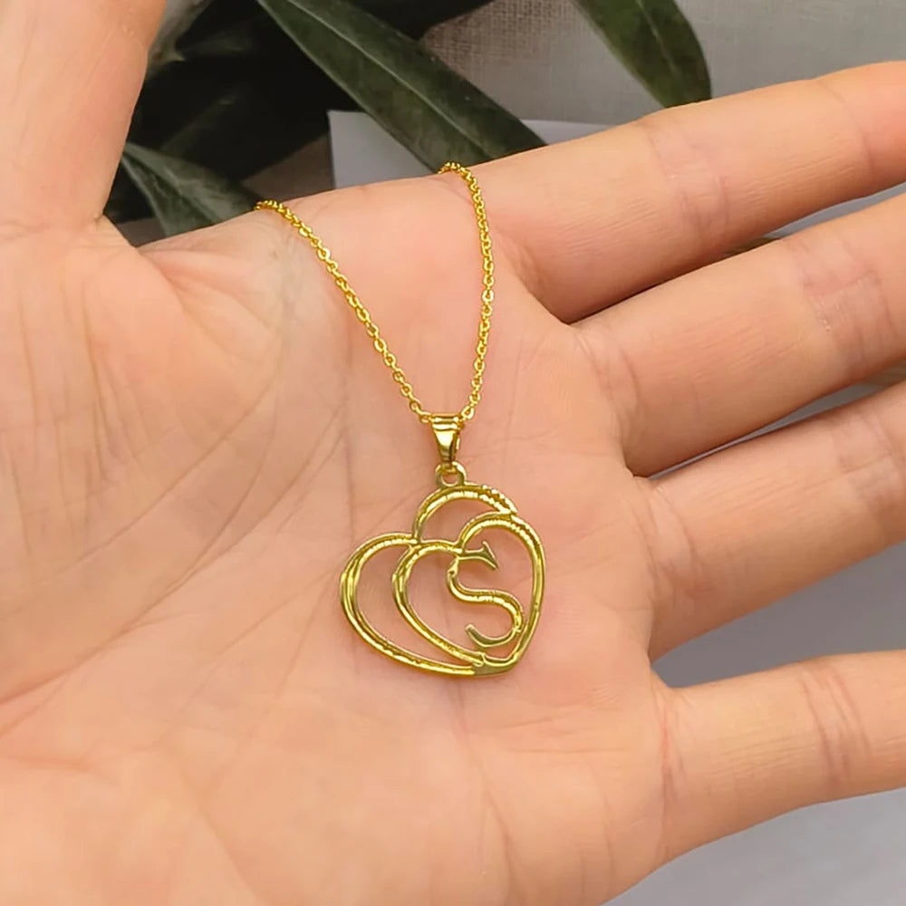 Dainty Letter Necklaces Stainless Steel For Women Gold Color Minimalist love Necklace Femme Wedding Jewelry Gift