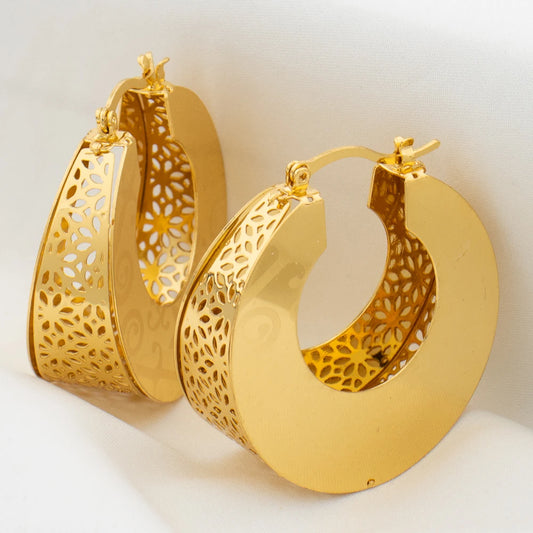Metal Style U Shape Circle Earrings Fashion Dubai Jewelry Sets Gold Color Classic Earrings Modern Fashion Girls Ear Jewelry