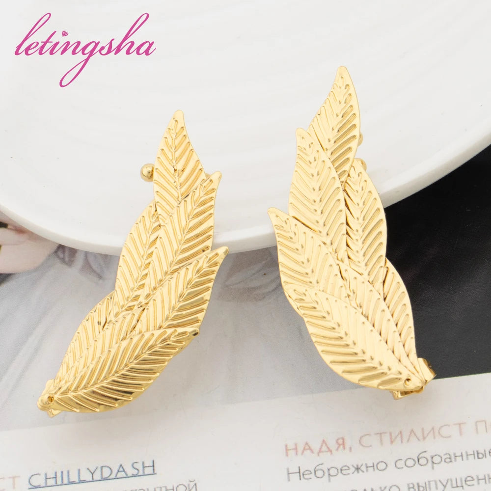 African Fashion Big Hoop Earrings Personalized Nigeria Stainless Steel Drop Earrings For Women Gold Color Jewelry Party Gift