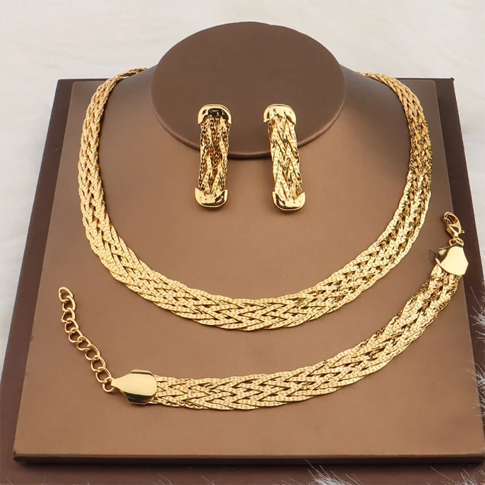 YM 10MM Woven Chain for Women Gold Plated Necklace and Bracelet 40CM Hollow Chain Dubai Africa Luxury Punk Jewellery Accessaries