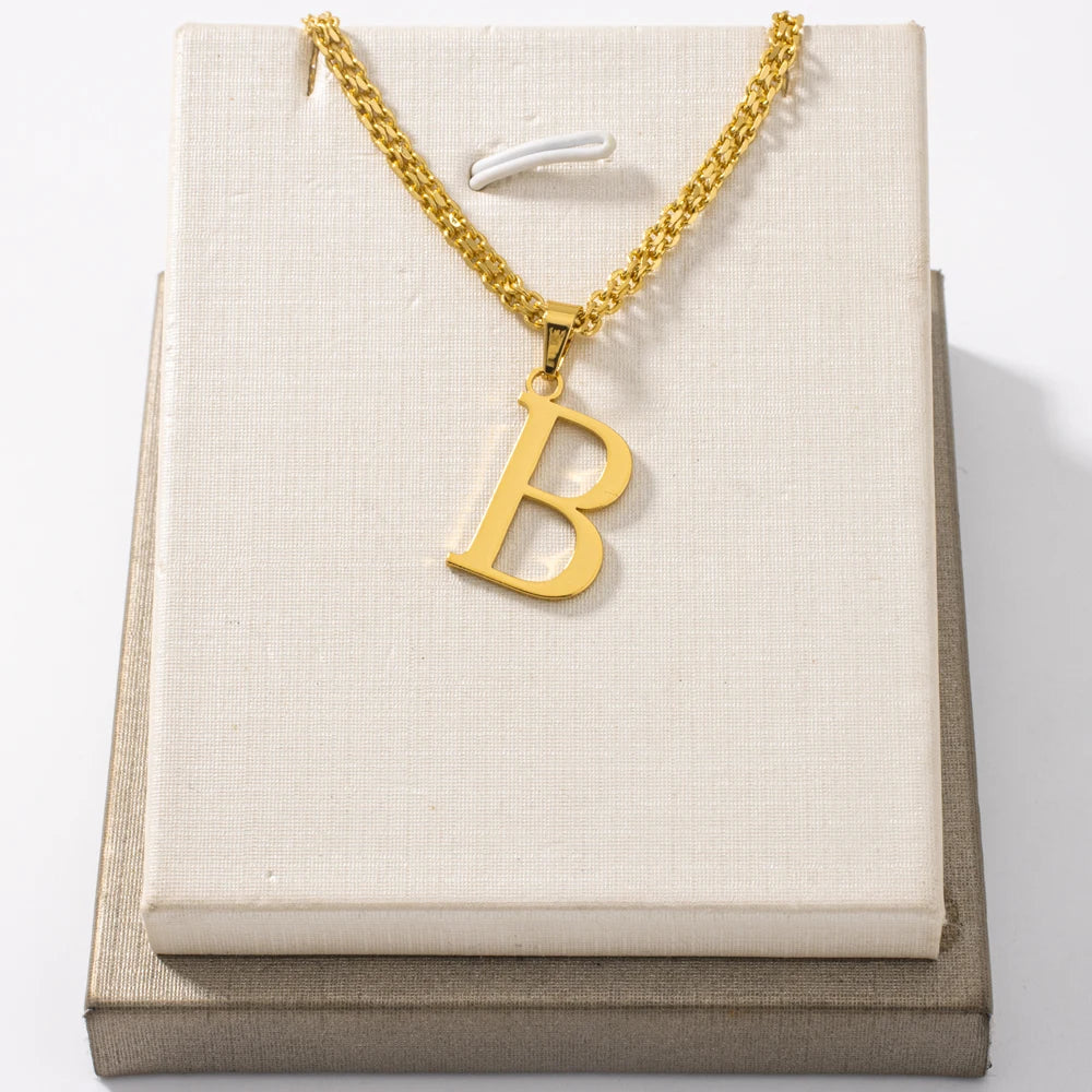 Initial Name Letter Custom Jewelry Personalized Pendant Necklace Handmade Detachable Cursive Nameplate Choker Women Men Couple