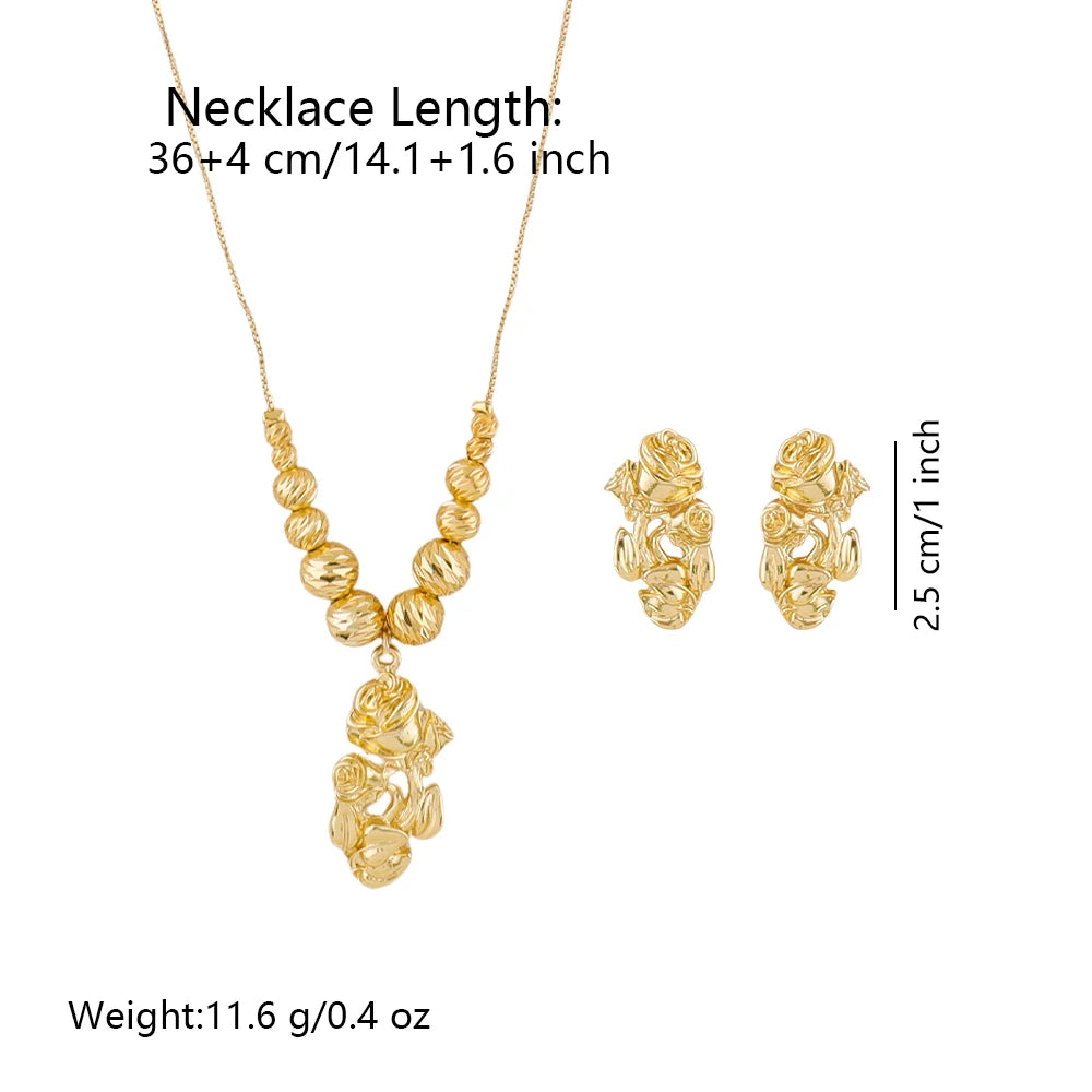 Geometric Earring Set Love Necklace Women Luxury Design Gold Plated Jewelry Set Fashion Dubai Jewelry Vintage Accessories Party