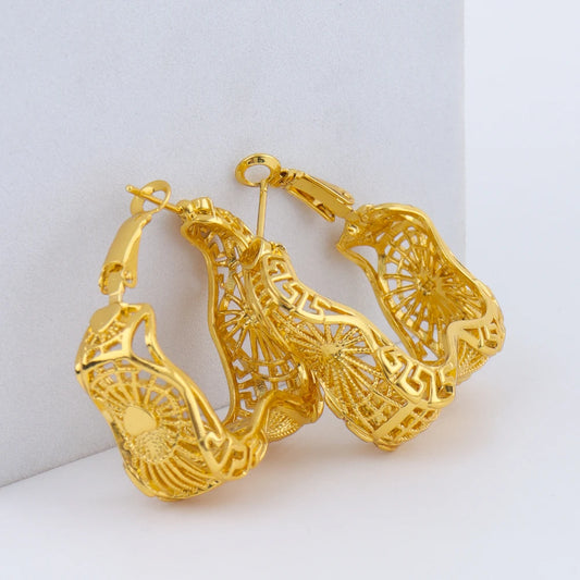 Vintage Boho Style Hoop Earrings for Women Ethnic Hollow Earrings Party Jewelry Gifts New Trend Accessories
