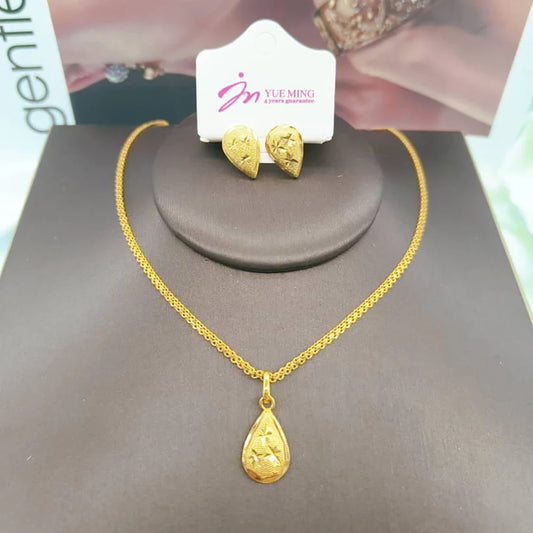 Exquisite Gold Color Jewelry Set for Party Stud Earrings and Pendant Necklace African Bridal Jewelry Set for Engagement Party