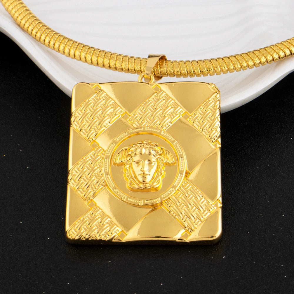 Dubai Luxury Jewelry Set for Women 18K Gold Plated Necklace Bracelet Ring Earrings Classic Daily Wear Party Gift