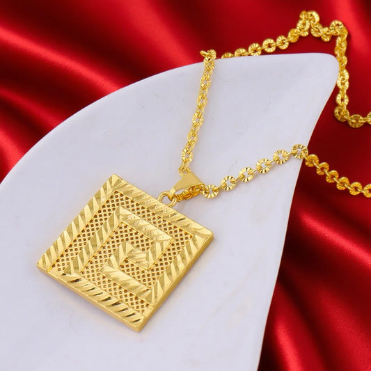 Dubai 24K Gold Color Initial Necklace Earrings Bracelet Ring Set African Arab Bridal Set Wedding Party Gifts Jewelry Wholesale