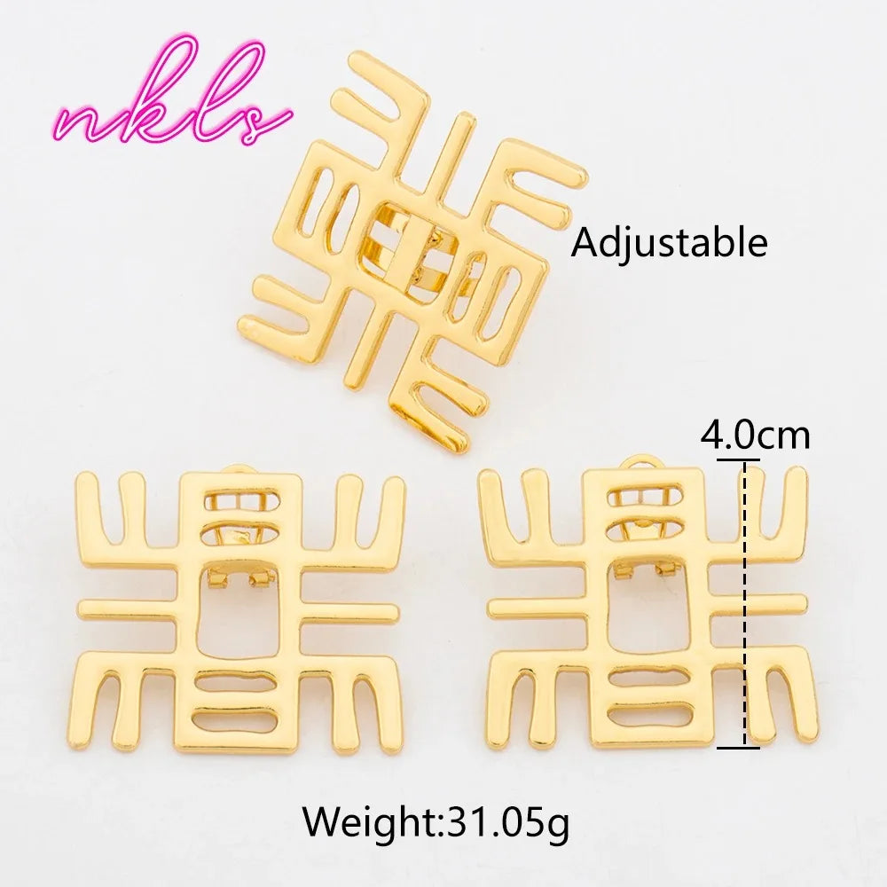 Nigeria Women Earrings and Ring 2Pcs Jewelry 4Set for Ethiopia Party Weddings Finger Ring for Daily Wear Easter Dress up