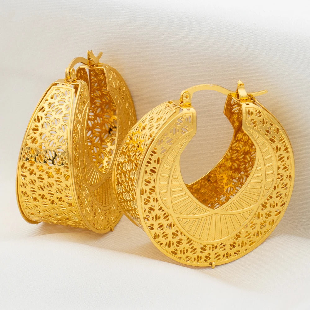 Metal Style U Shape Circle Earrings Fashion Dubai Jewelry Sets Gold Color Classic Earrings Modern Fashion Girls Ear Jewelry