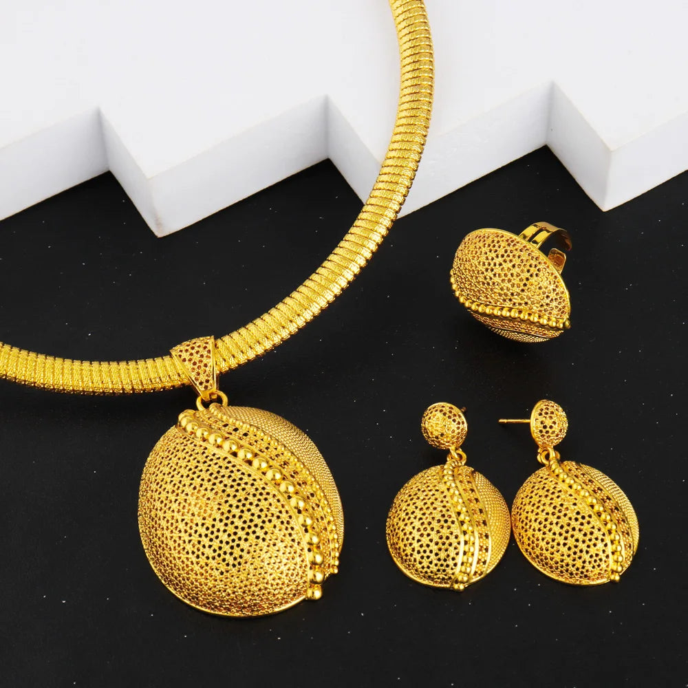 Conjunto de 3 joyas vintage de estilo etíope, colgante con forma de huevo de dragón, collar, pendientes místicos de Dubái, anillo para fiesta, regalo de Pascua.