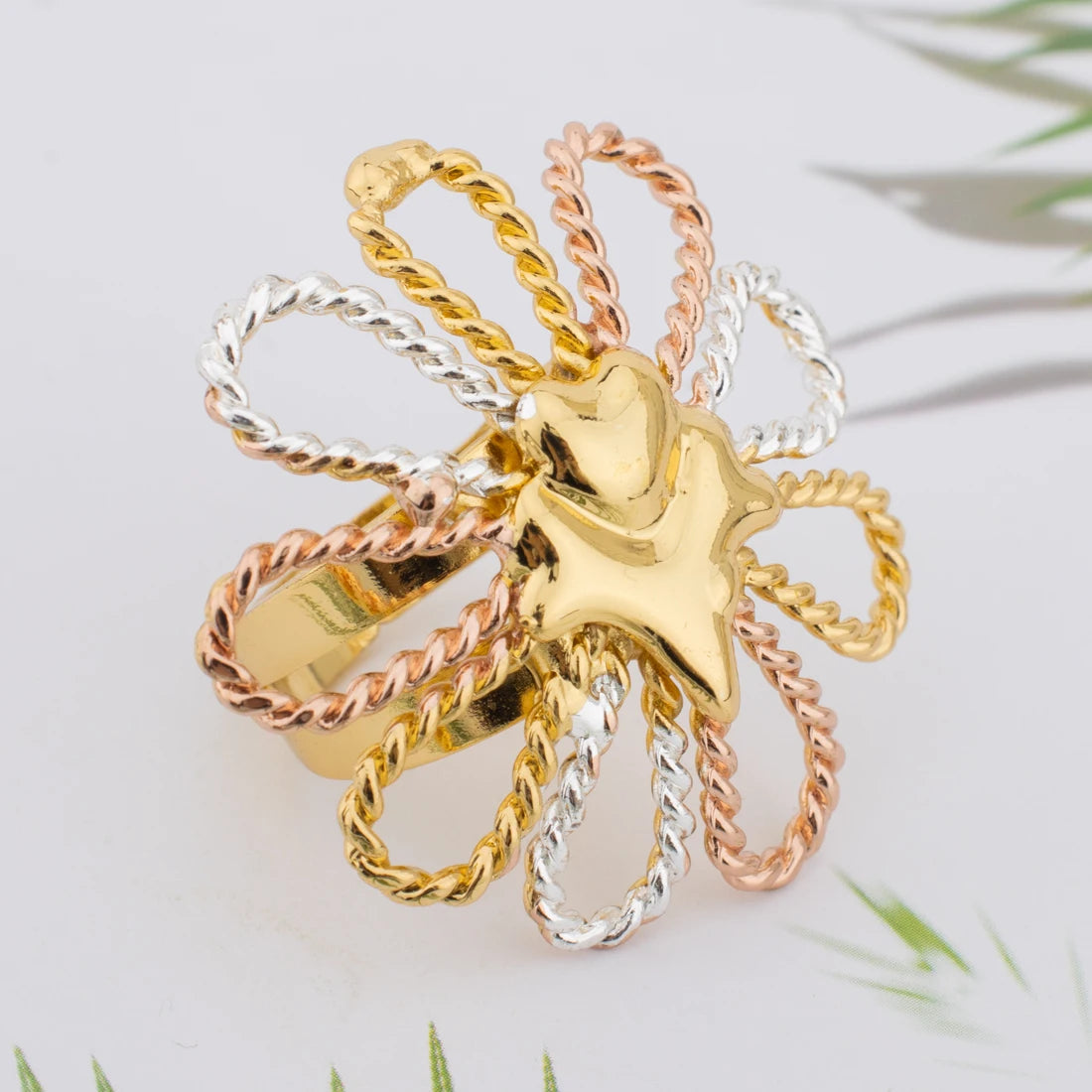 2025 New Women's Earrings Bracelets Necklace and Ring Luxury Flowers Shape Colorful Jewellery Set For Party Women's Day Wedding