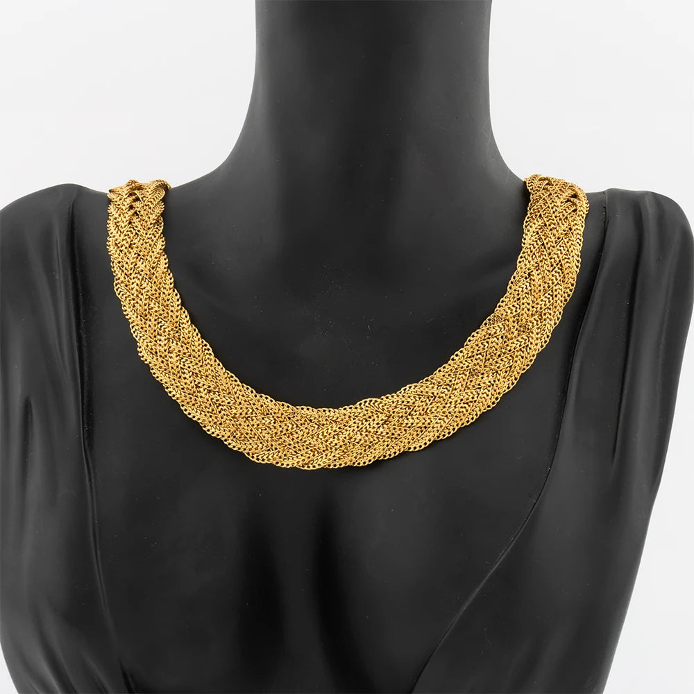 YM 10MM Woven Chain for Women Gold Plated Necklace and Bracelet 40CM Hollow Chain Dubai Africa Luxury Punk Jewellery Accessaries