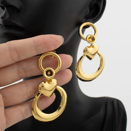 Fashion Drop Earrings for Women Exquisite Geometry Heart Shape Design Earrings Daily Wear Versatile Jewelry Birthday Gifts