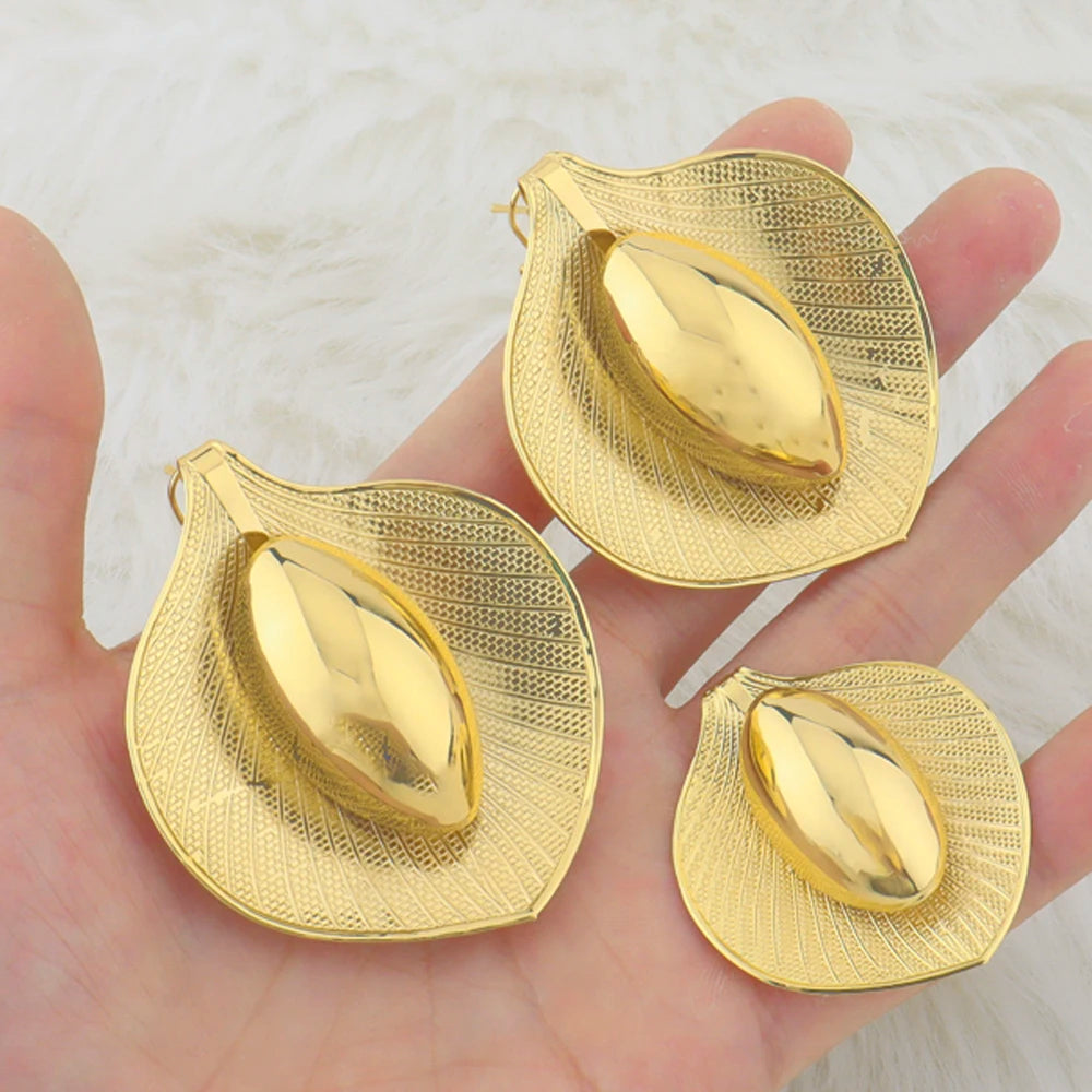 Brazil Gilding 2Pcs Calla Lily Jewelry Set Elliptical Pistil Earrings Trendy Ring Anniversary Day Party Valentine's Day Gift