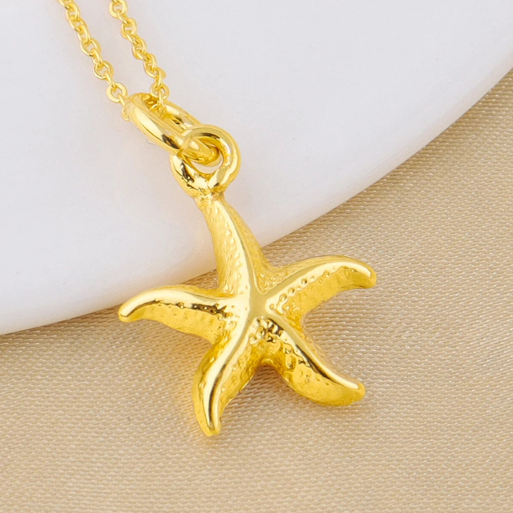 Italy Elegant Gold Plated Stars Shape Chain Necklace Charms Earrings for Women Jewelry Set for Dating Wedding Christmas Gift