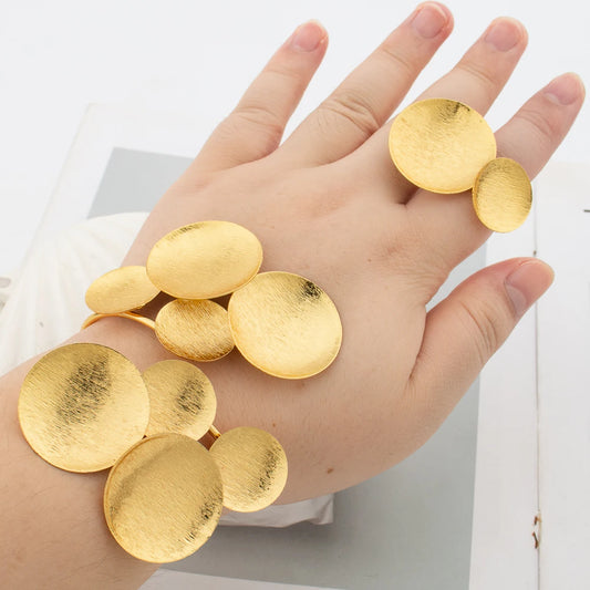 Indian 24k Gold Color Jewelry Metal Punk Party Jewelry for Women Luxury Trendy Female Dubai Statement Jewelry Party Gifts