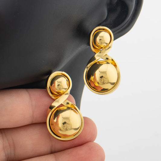 Gold Plated Beads Drop Earrings for Women Lightweight Smooth Charm Earrings Trendy Lucky Jewelry Accessories Christmas Present