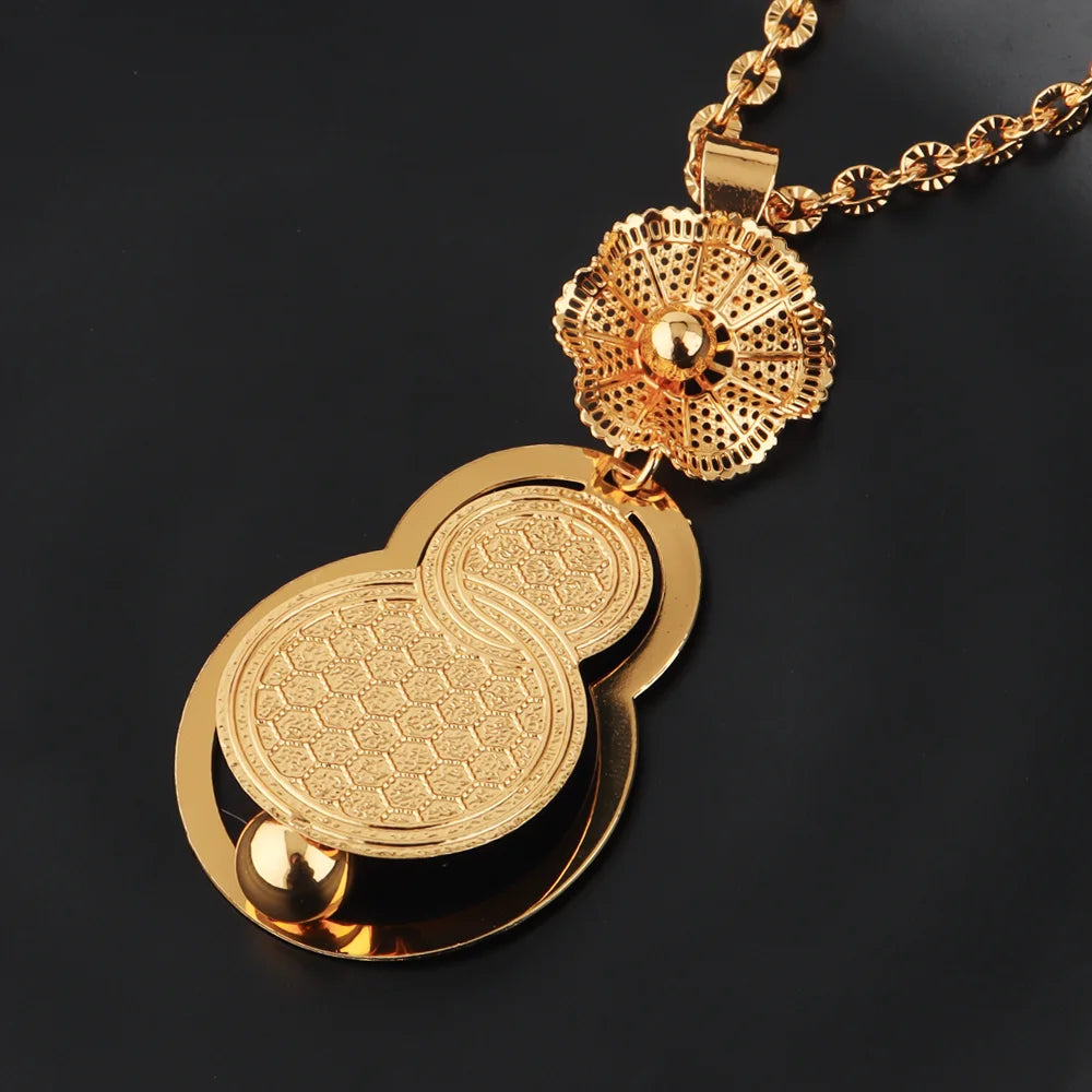 Fashion Gold Color Stainless Steel Necklace Lucky gourd Pendant  for Women Waterproof Choker Jewelry Trendy Gifts