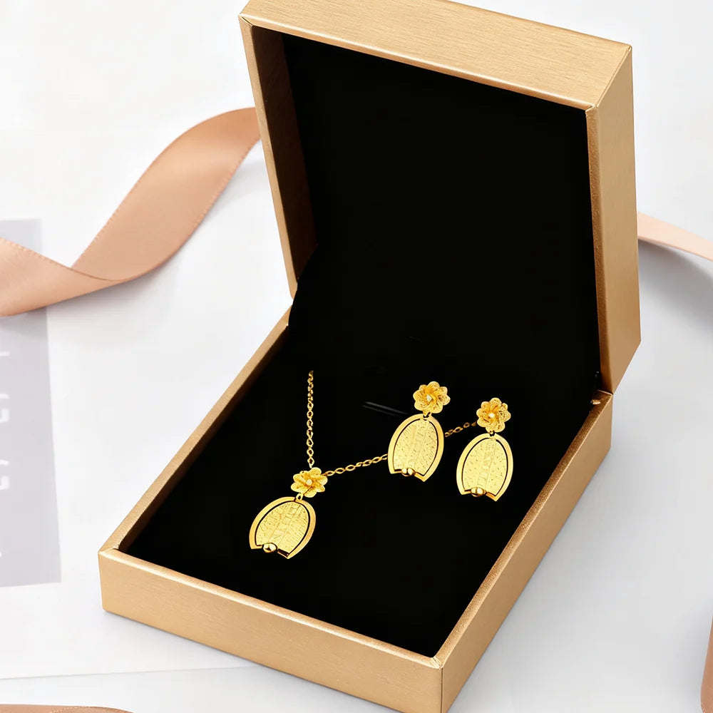 316L stainless steel gold color jewelry set women necklaces earrings Personality Simple Punk Retro wedding party gift