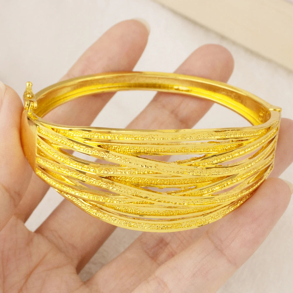 YM Copper Women Bangle Rings Gold Plated Dubai America Geometric Aesthetic Jewelry Set For Fashion Party Jewelry Gifts Wholesale