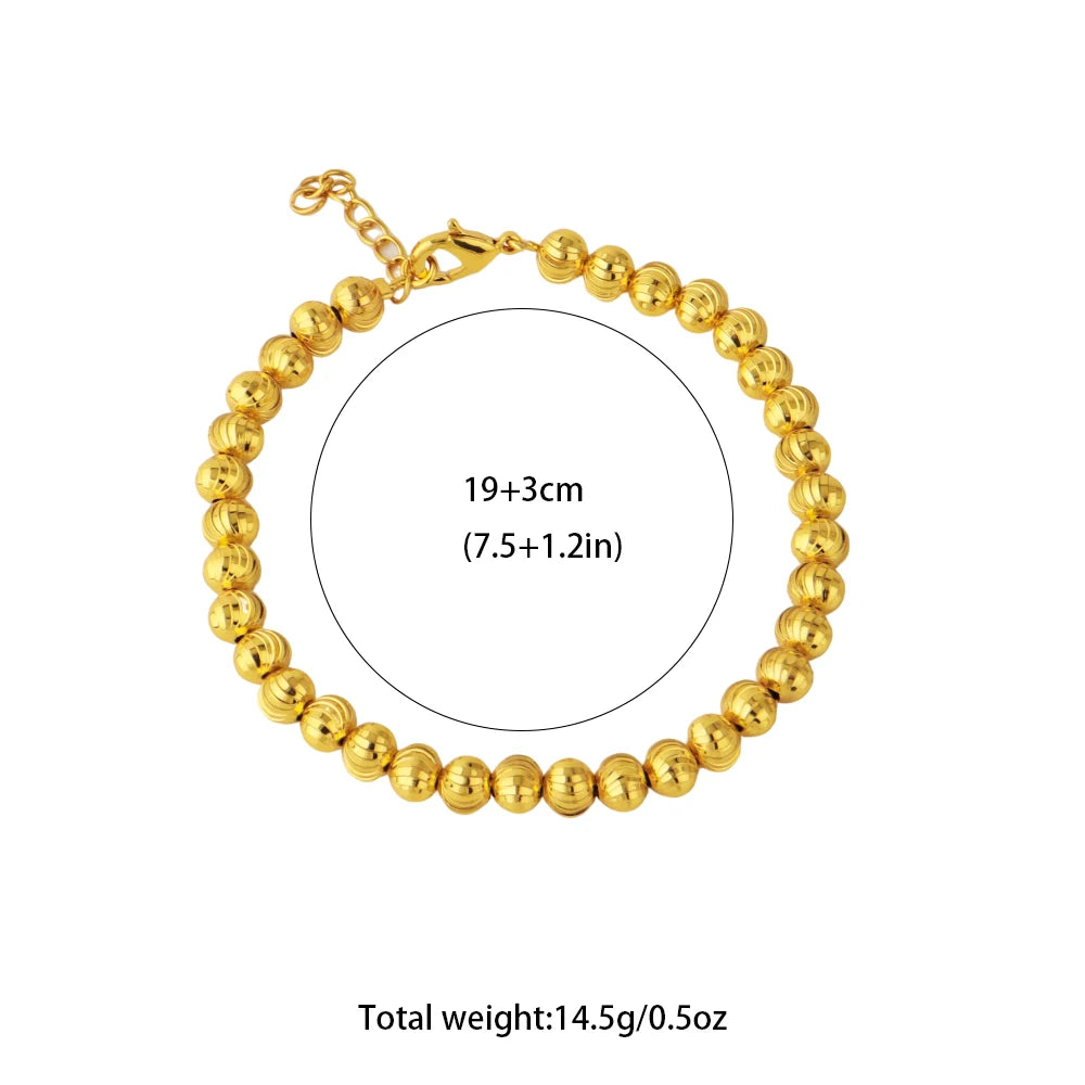 Gold Color Women Dubai Bangle Ghana Fashion Bead Chain Bracelet Waterproof Jewelry Noble Female Accessories Party Easter Gift