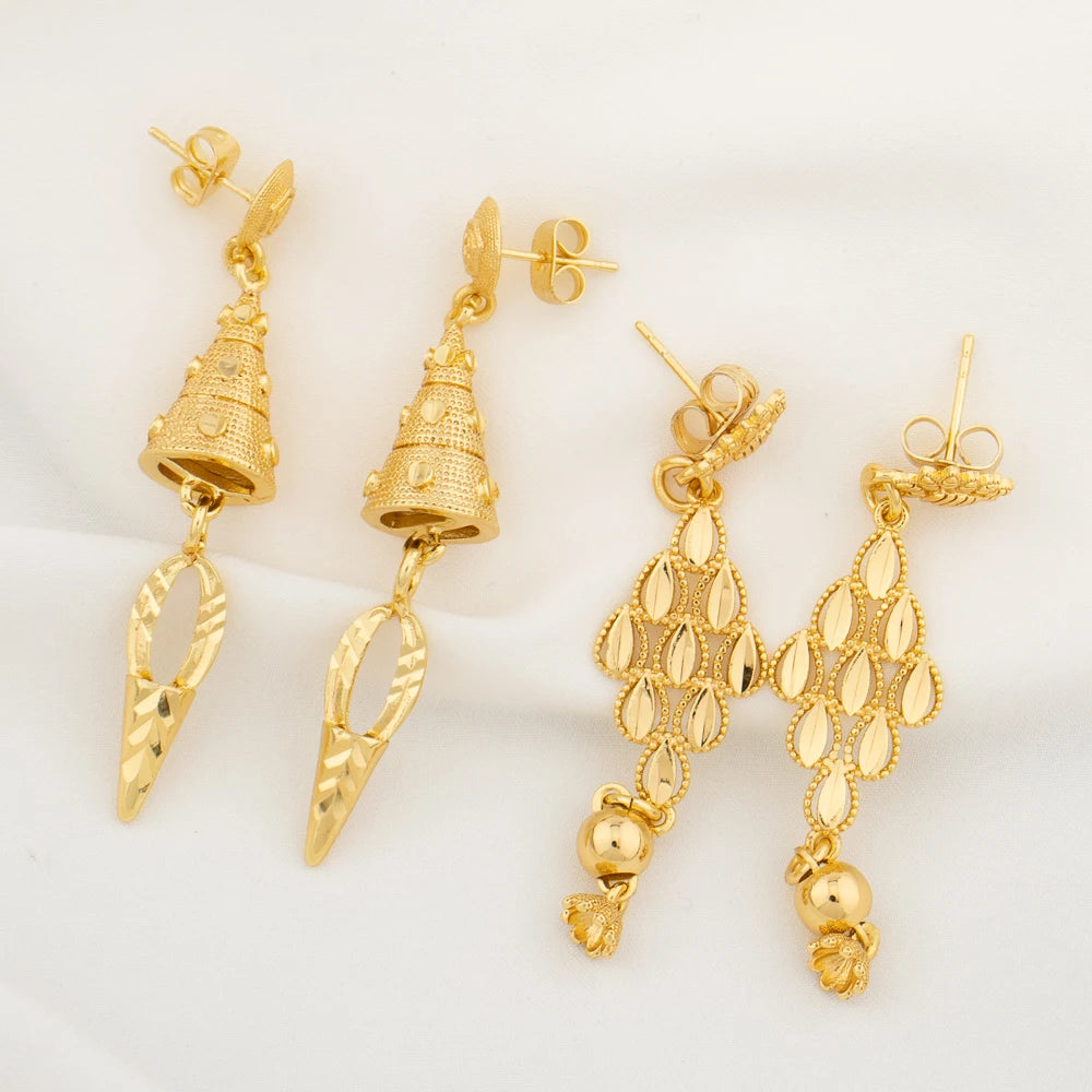 Gold Color Earrings for Women New Arrival 18K Gold Plated Copper Fashion Long Dangle Earrings Charm Wedding Party Jewelry Gift